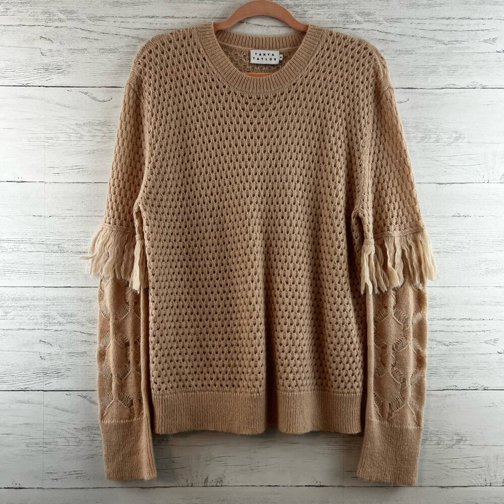 Tanya Taylor Naomi Open Knit Fringe Sweater Size‎ M